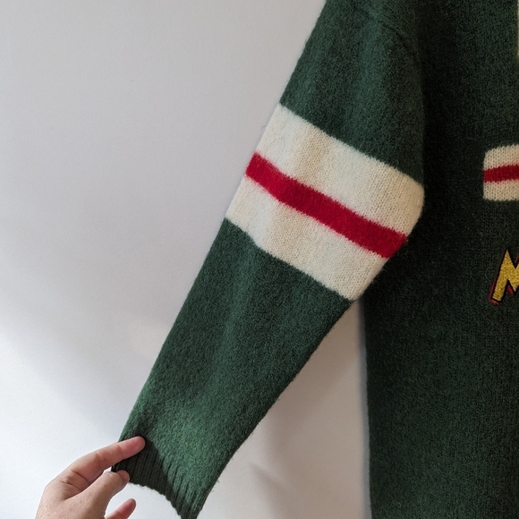 Vintage 90s Disney Mickey Mouse Wool Quarter Zip Pullover Sweater - Picture 3 of 13